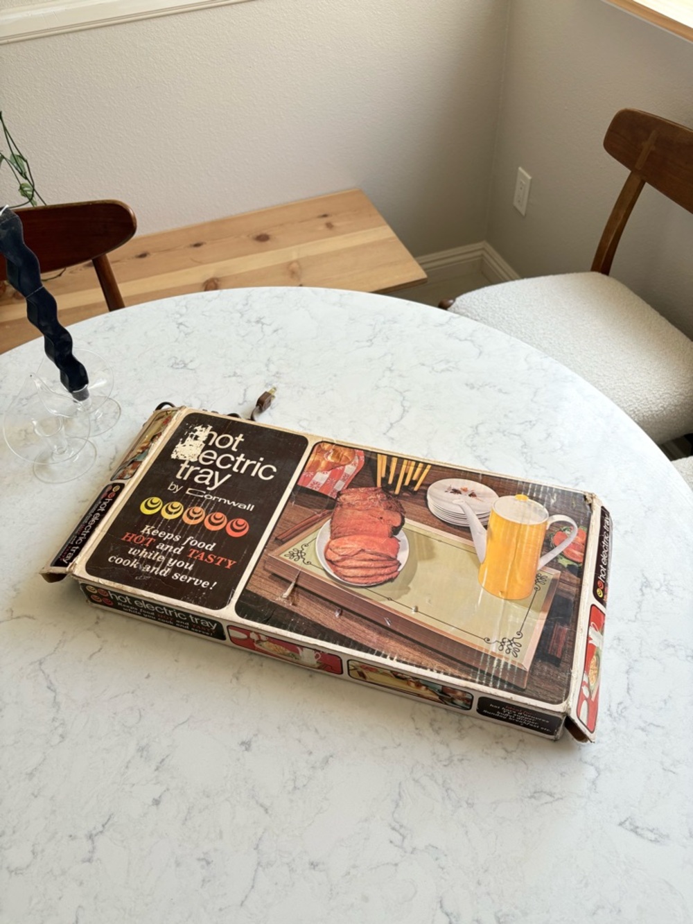 Classic Hot Electric Tray by - Brown/Gold Accent MCM New